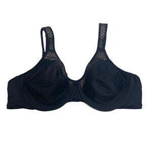 Bali 42C Black Silky Smooth Lining Bra Underwire Wide Strap Full
